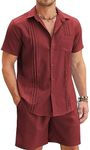 COOFANDY Men Linen Sets Outfits 2 P
