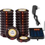 VEVOR Restaurant Pager System, Wireless 500m Long Range Lineup Waiting Queue Signal, Guest Customer Calling Beepers with Vibration & Flashing, 20 Buzzers for Food Truck, Church, Nursery, Hospital