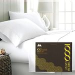 Mayfair Linen 100% Egyptian Cotton Queen Size Sheet Set - 1000 Thread Count Sateen Weave - 4 Pc Set - Ultra Luxury Bed Sheets - Extra Deep Pocket - Easy Snug Fit - Silky Soft & Thick Cotton - White