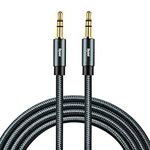 Dyazo 5 ft (1.5 meter) 3.5 mm Nylon Braided Gold Plated Male to Male Car Aux Cable Stereo Aux Audio Cable/Auxiliary stereo Cable for Smart phones Compatible Car/Home Stereos, Speaker (Black)