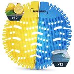 Urinal Screen Deodorizer Mats (24 Pack) Anti-Splash Toilet Smell Refresher protection for Bathroom Office Stadiums Schools Free Gloves - 12pcs Blue Ocean Breeze and 12pcs Yellow Lemon