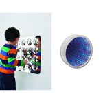 TickiT 72410 Large 16-Domed Acrylic Mirror Panel & White Infinity Mirror | Light Up Sensory White Mirror 25cm Multi-Colour 42-LED