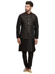 Ethluxis Silk Blend Men's Kurta Set With Nehru Bandhgala Jacket (38, Black)