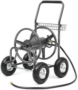 Autodaya Garden Water Hose Reel Cart - 250 ft. Capacity, 10" Pneumatic Tires, Powder-Coated Steel Frame for Tangle-Free Garden Hose Storage