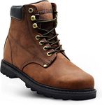EVER BOOTS Tank Men's Soft Toe Oil Full Grain Leather Work Boots Construction Rubber Sole (7 D(M), Darkbrown)