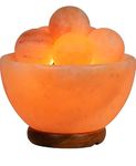 Mind,Body & Soul *CRAFTED SHAPE* Himalayan Rock Salt LAMP for Healing, FENG Shui, VASTU & Home Decor (Pack of 1) (ROUND FIRE BOWL with MESSAGE BALLS)