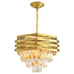 ZenithBeam Modern Crystal Chandelier Gold 40cm Round Chandeliers for Dining Room K9 3-Tiers Ceiling Pendant Light Fixtures Large Flush Mount Chandelier for Living Room Entryway Foyer Bedroom Kitchen