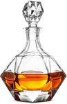 FineDine European Style Glass Whiskey Decanter & Liquor Decanter with Glass Stopper, 30 Oz.- With Magnetic Gift Box - Aristocratic Exquisite Diamond Design - Glass Decanter for Alcohol Bourbon Scotch.