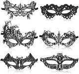 Andibro 6 Pcs Masquerade Mask for Women, Black Lace Mask Venetian Masquerade Party Costume Party Halloween Carnival Fit for Adults