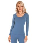 Liang Rou Women's Scoop Neck Ultra Thin Basic Long Sleeve Shirt Mist Blue Medium