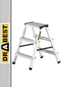 DRBAEST ÉCHELLES SÉRIES Pro Échelle en Aluminium 2X 3 Marches Pliant Escabeau Double Antidérapants Marchepied Léger Domestique Charge Max 150 kg
