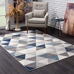 Rug Branch Havana 8' x 10' (7'9" X 10'8") Geometric Coastal Indoor Area Rug, Contemporary, Blue Beige - Living Room, Bedroom, Dining Room, and Kitchen