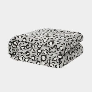Big Blanket Co Premium Woven Grey Leopard | 10' x 10' Extra Large Woven Throw Blanket | Soft Oversized Blanket for Couch & Bed | Machine Washable