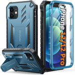 FNTCASE for iPhone 12 Phone Case: for iPhone 12 Pro Case Shockproof Phone Cover with Kickstand | Drop Proof Rugged Cell Protection | Military Grade TPU Matte Textured Protective Bumper - Blue