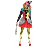 Fun World Women's Freak Show Scary Killer Clown Woman Costume, Multi, Small/Medium