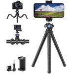 Vkesen Flexible Phone Tripod Stand for Smartphone, Camera, Octopus Tripod for Action Camera, Travel Tripod with Mobile Phone Tripod Mount for Cellphone, Camera, Sports Camera, IPhone, Samsung, GoPro