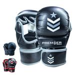 Revgear MMA Gloves Premier 7 Oz, MMA Sparring Gloves, Punching Gloves, Boxing Training Gloves, Heavy Bag Gloves for Men and Women, Strong Padding Protection and Grip (Gray/Black, Medium)