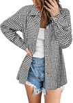 Zeagoo Plaid Shirts for Women Fall Flannel Jackets Button Down Shacket Oversized Flannel Shirts Thanksgiving Outfits