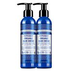 Dr. Bronner's - Organic Hair Crème (Peppermint, 177 mL, 2-Pack) - Leave-In Conditioner and Styling Cream, Made with Organic Oils, Hair Cream Supports Shine and Strength, Nourishes Scalp, Non-GMO