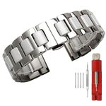 Kai Tian 16mm Metal Watch Band Replacement Silver Stainless Steel White Ceramic Watch Strap Classy Wrist Watch Band for Women