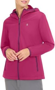 Little Donkey Andy - Veste coupe softshell légère à capuche pour femme pour course à pied, voyage, randonnée, coupe-vent et imperméable - Rose - Taille XL