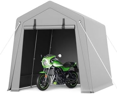 GarveeLife Storage Tent Sheds 7x10 FT, Portable Shed with Rolled up Zipper Door, Waterproof, Storage Tent Heavy Duty for Motorcycle, Bike, Firewood, Garden Tools, Grey