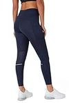 TCA Women's SuperThermal Performance Workout High Waisted Running Training Tights Leggings with Pocket - Navy Eclipse, XS