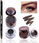 Music Flower Gel Eyeliner Eyebrow Powder, Black and Brown Waterproof Smudgeproof Long Lasting Makeup Eyeliner Gel with Brush Mirror, 0.49 Ounce, Pack of 2