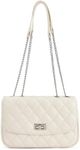 Telena Shoulder Purse Quilted Crossbody Bag for Women Vegan Leather Purse with Chain Strap Beige