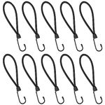 Small Bungee Cord with Hooks Bungee Straps 7 Inch Bungee Cords Heavy Duty Outdoor Black Mini Bungee Cords with Hooks for Camping, Tarps, Tents, Hiking Accessories 10 Pack
