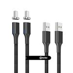 NetDot Gen10 USB-C Nylon Braided Magnetic Fast Charging Cable with Side LED compatible with Type-c Device(1m/2 pack black)