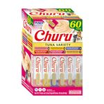 INABA Churu Cat Treats, Lickable, Squeezable Creamy Purée Cat Treat with Green Tea Extract & Taurine, 0.5 Ounces Each Tube, 60 Tubes, Tuna Variety Box