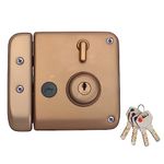 Godrej Ultra XL+ Tribolt 2C Deadbolt Rim Lock for Main Door, Suitable for Left & Right Handed Doors, Inside Opening Wooden Doors Rim Lock with 4 Keys (Mate Rose Gold, Pack of 1)