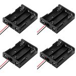 4-Pieces Black Plastic 3 x1.5V(4.5V) AA Battery Holder Case AA Battery Storage Box Battery Holder Case Box with Wire