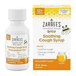 Zarbee's Baby Soothing Cough Syrup, Sore Throat Relief, Naturally Sourced Honey, Dye-Free, Peach & Honey Flavour, 59 mL