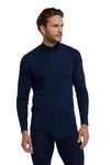 Mountain Warehouse Merino Mens Long Sleeved Thermal Baselayer Top - Lightweight, Breathable & Quick Wicking Jumper with Half Zip - for Winter, Walking & Hiking Navy M