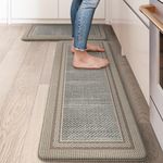 Ailsan Kitchen Mats for Floor Anti Fatigue, Memory Foam Kitchen Mat Non Slip, Kitchen Rugs Sets of 2, PVC Ergonomic Comfort Standing Rug for Kitchen Decor, Office, Laundry, Brown