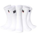 12 Pairs Men Sport Socks Size 6-11 Thick Cotton Cushion Crew Compression Ankle Large Pack For Under Trainer Blister Armour Black White Colour (White Motif)