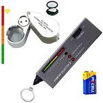 Diamond Tester Pen,High Accuracy Jewelry Diamond Tester＋40X Full Metal Jewelers Eye Loupe,LED/UV Illuminated Pocket Folding Magnifying Glass,Professional Diamond Selector for Novice and Expert