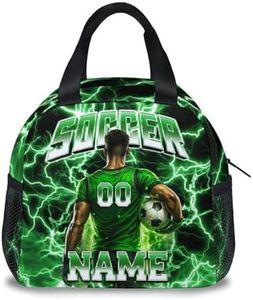 UNIKITTY Lunch Box for Boys and Men - Custom Name Insulated 8L Large Capacity Soccer Lunch Bag for School, Work, and Sports