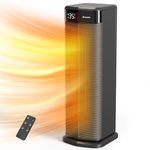 BREEZOME Space Heaters for Indoor Use, 1500W Fast Heating Electric Heater with Thermostat & Remote, 24H Timer, 90°Oscillating PTC Ceramic Heater, Portable Room Heater for Bedroom Home Office