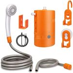 Portable Outdoor Shower, USB Rechargeable Camping Shower with 3 LED Lights & 2 Flow Mode, 4400mAh Battery Powered Shower Pump for Hiking/Backpacking, Travel, Beach, Pet, Flowering, IPX7 Waterproof