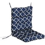 Outsunny Outdoor Seat/Back Chair Cushion, One-Piece Patio Chair Cushion Replacement, Tufted Pillow with Thick Filling and String Ties, 44" x 42" x 4", Blue
