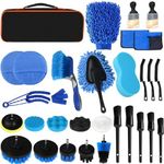 31 Piece Car Cleaning Kit, Car Detailing Kit Including Drill Brushes Set, Polishing Pad, Car Detailing Brushes, Cleaning Cloth Etc For Cleaning Car Interior, Car Wheels, Dashboard, Vents (Blue)