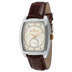 Peugeot Men's 2027 Silver-Tone Brown Leather Strap Watch