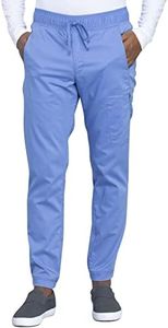 Cherokee Men Scrubs Pant Natural Rise Jogger with Zip Cargo Pocket WW012, L, Ciel Blue