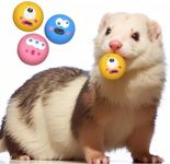 BESNEW Natural Rubber Squeaker Toys for Ferret,High Elasticity Ferret Latex Squeaker Balls 3 Pack,Tough Teething Toys Big Eyes Printed Toy Ball for Small Dogs,Easy to Clean