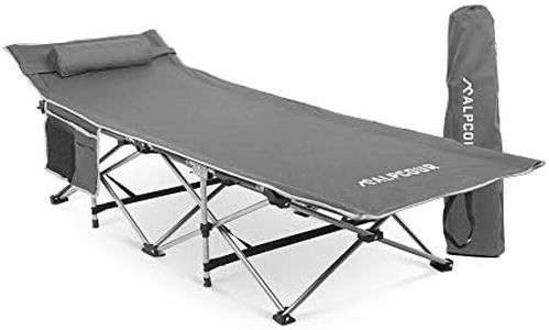 Alpcour Folding Camping Cot – Deluxe Collapsible Single Person Bed in a Bag w/Pillow for Indoor & Outdoor Use ��– Ultra Lightweight, Comfortable, Heavy Duty Design Holds Adults & Kids Up to 300 Lbs