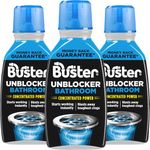 Buster Bathroom Drain Unblocker 300ml, Pack of 3 – Sink Unblocker Removes Hair & Sludge in Showers, Baths & Sinks. Fast-Acting Shower Drain Unblocker Clears Blockages & Slow-Draining Water