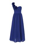 iiniim One Shoulder Flower Girl Dress Floor Length Chiffon Bridesmaid Dress Wedding Prom Long Maxi Gowns Dark Blue 6